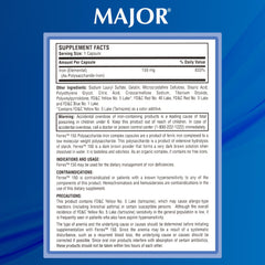 Back label showing supplement facts and ingredients