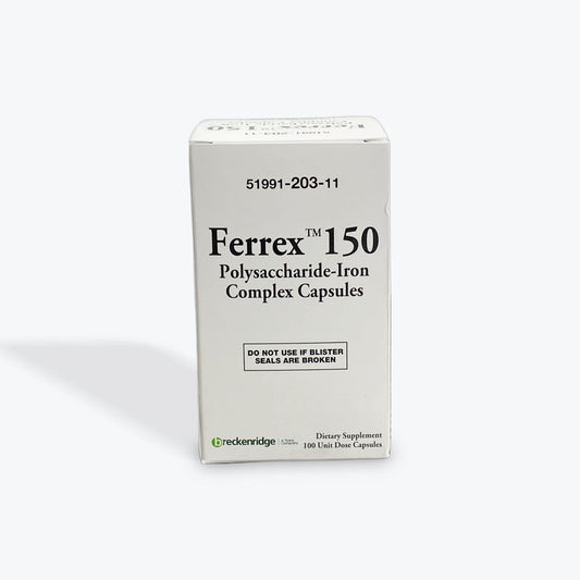 Ferrex 150 Iron Polysaccharide Complex Capsules by Breckenridge - 100 count bottle