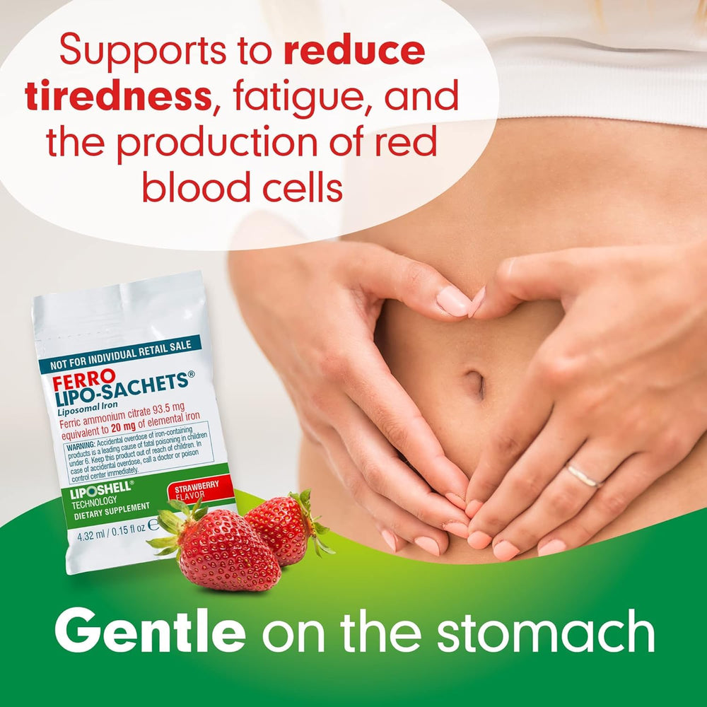 Image showing how to use Ferro Lipo-Sachets by squeezing into water