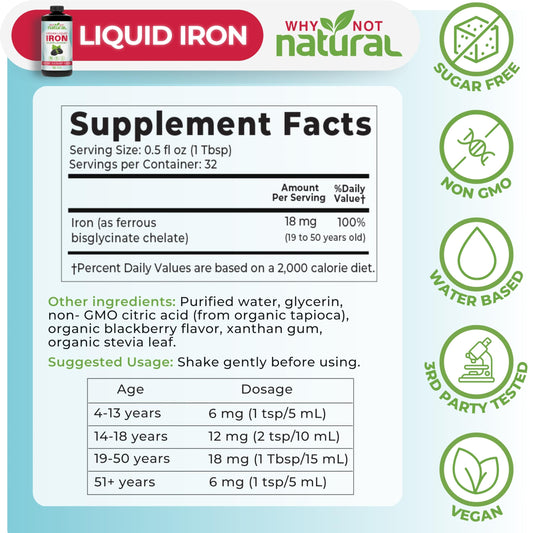 Close-up of ferrous bisglycinate chelate ingredient for better iron absorption.