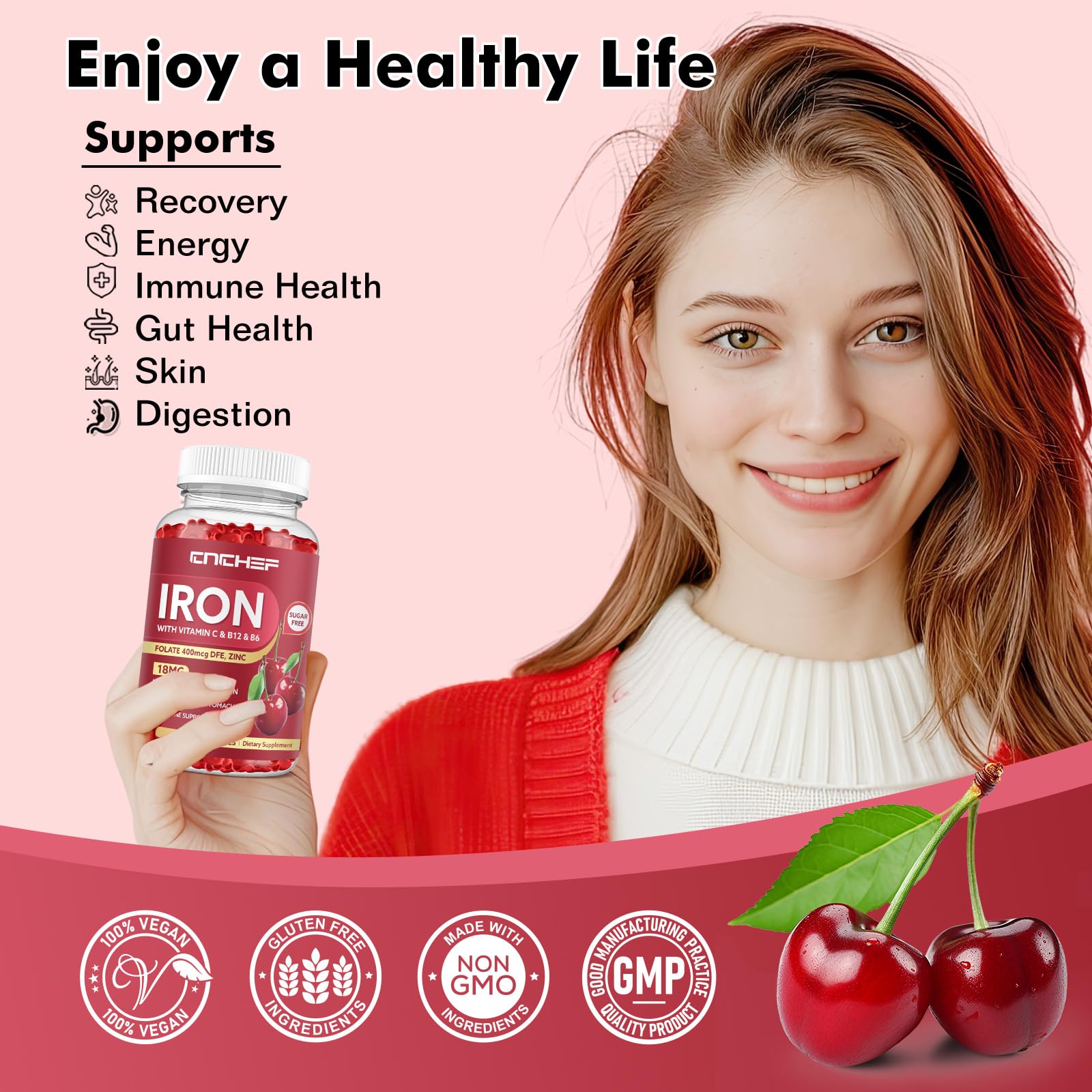 Packaging of ferrous bisglycinate iron gummies