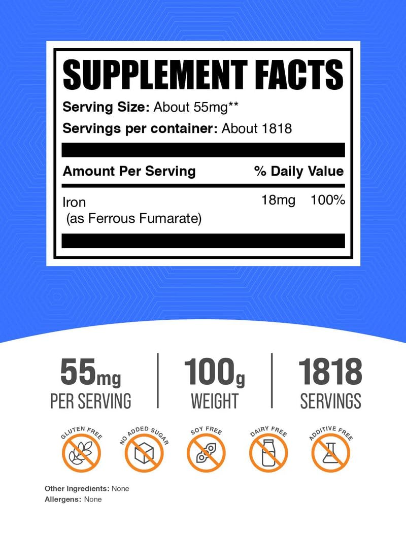 Ferrous Fumarate powder packaging in a 100g container