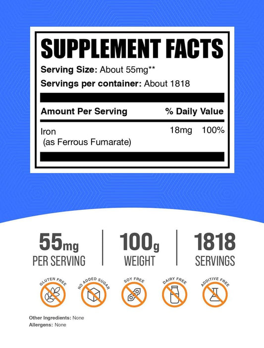 Ferrous Fumarate powder packaging in a 100g container
