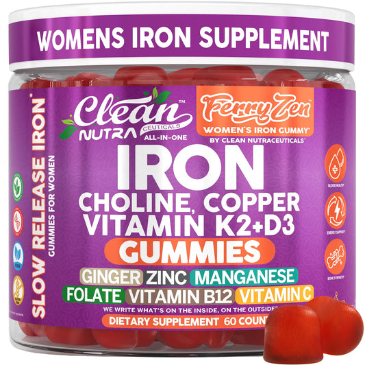 FerryZen Iron Gummies for Women bottle with Tangerine Banana flavor