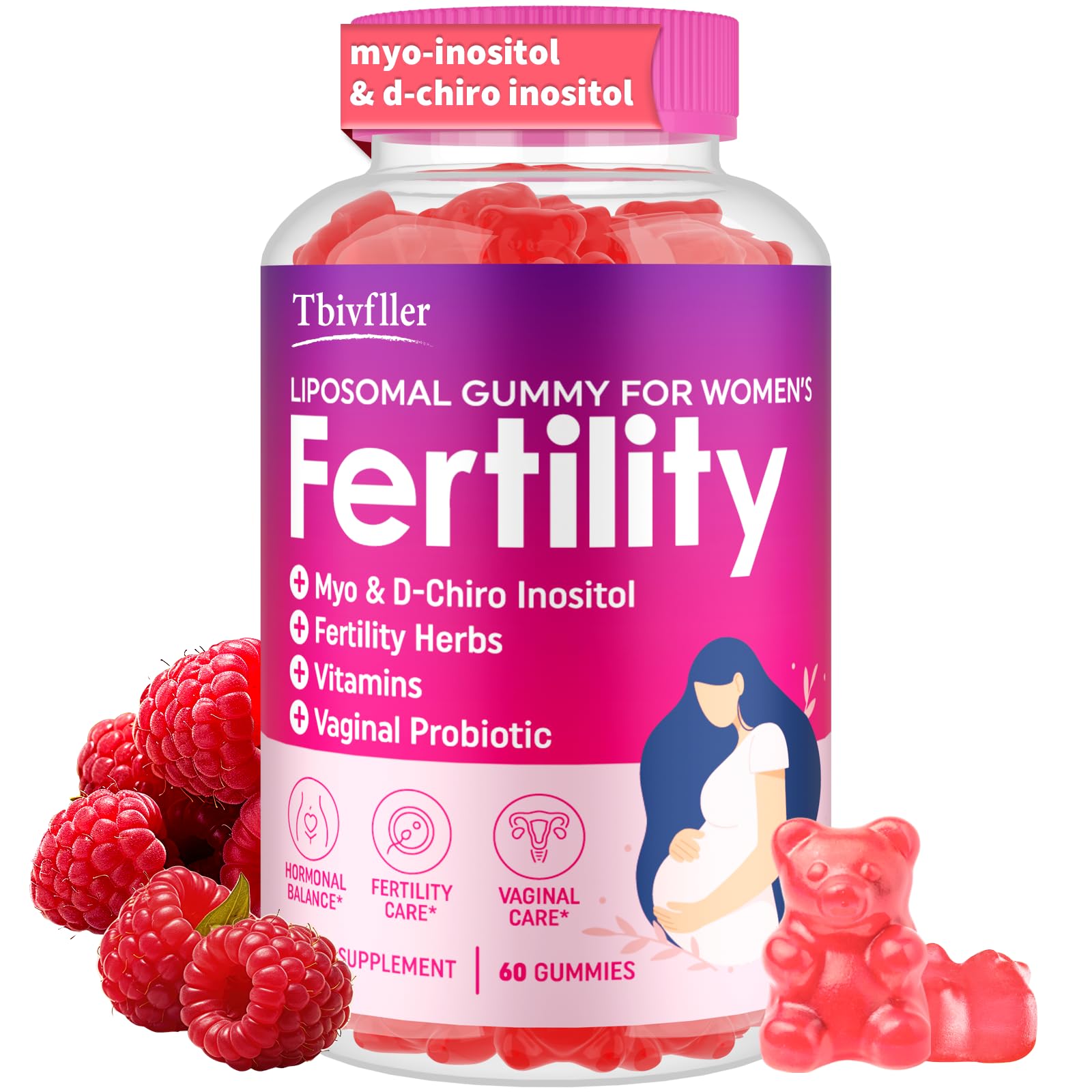 Packaging image for Fertility Supplements for Women Raspberry Gummies