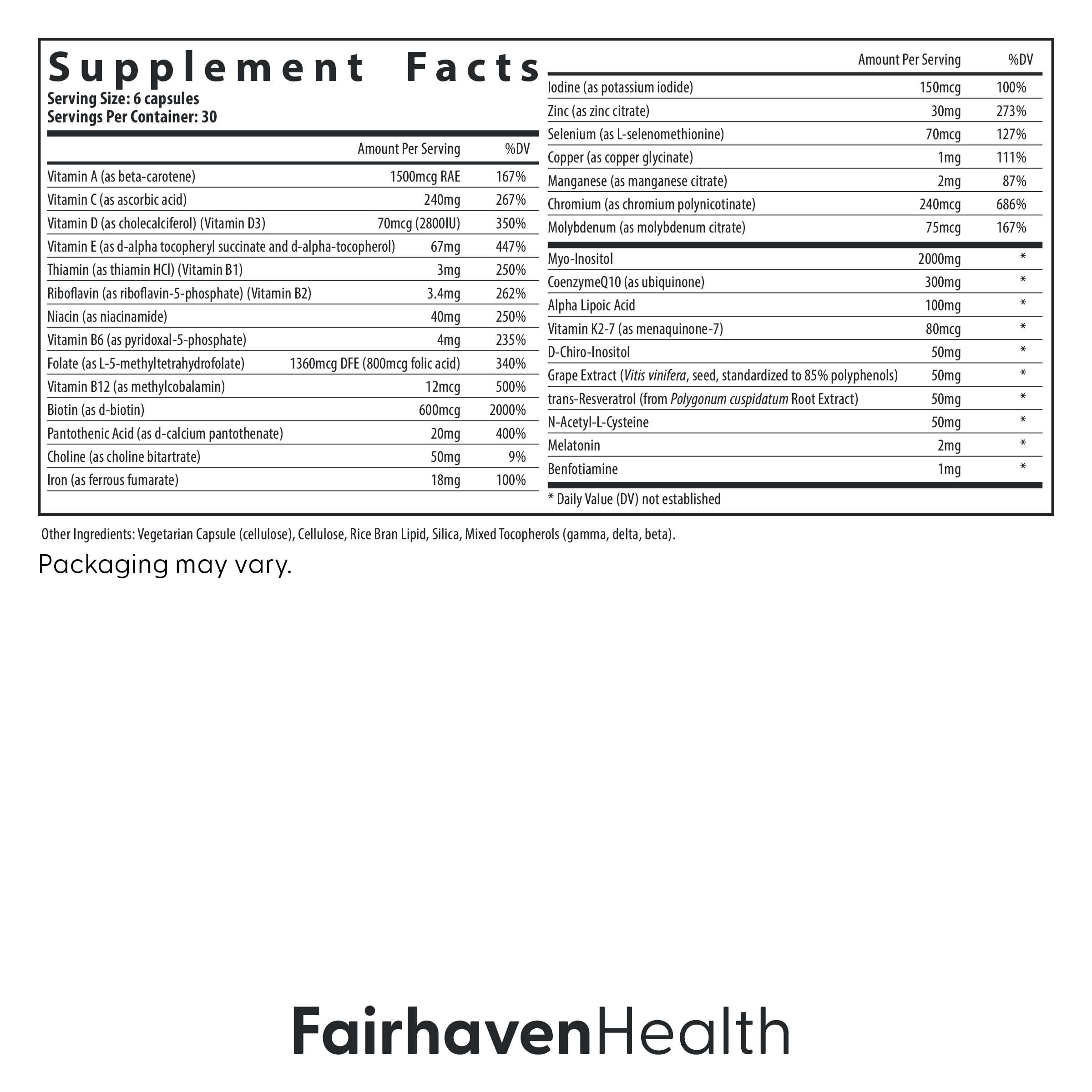 FH Pro for Women ingredients supporting egg health