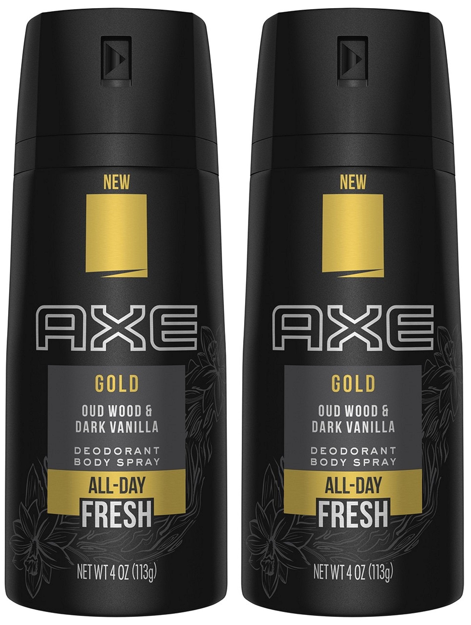 FIYY6VC Axe Gold Oud Wood and Dark Vanilla deodorant spray bottle front for daily freshness