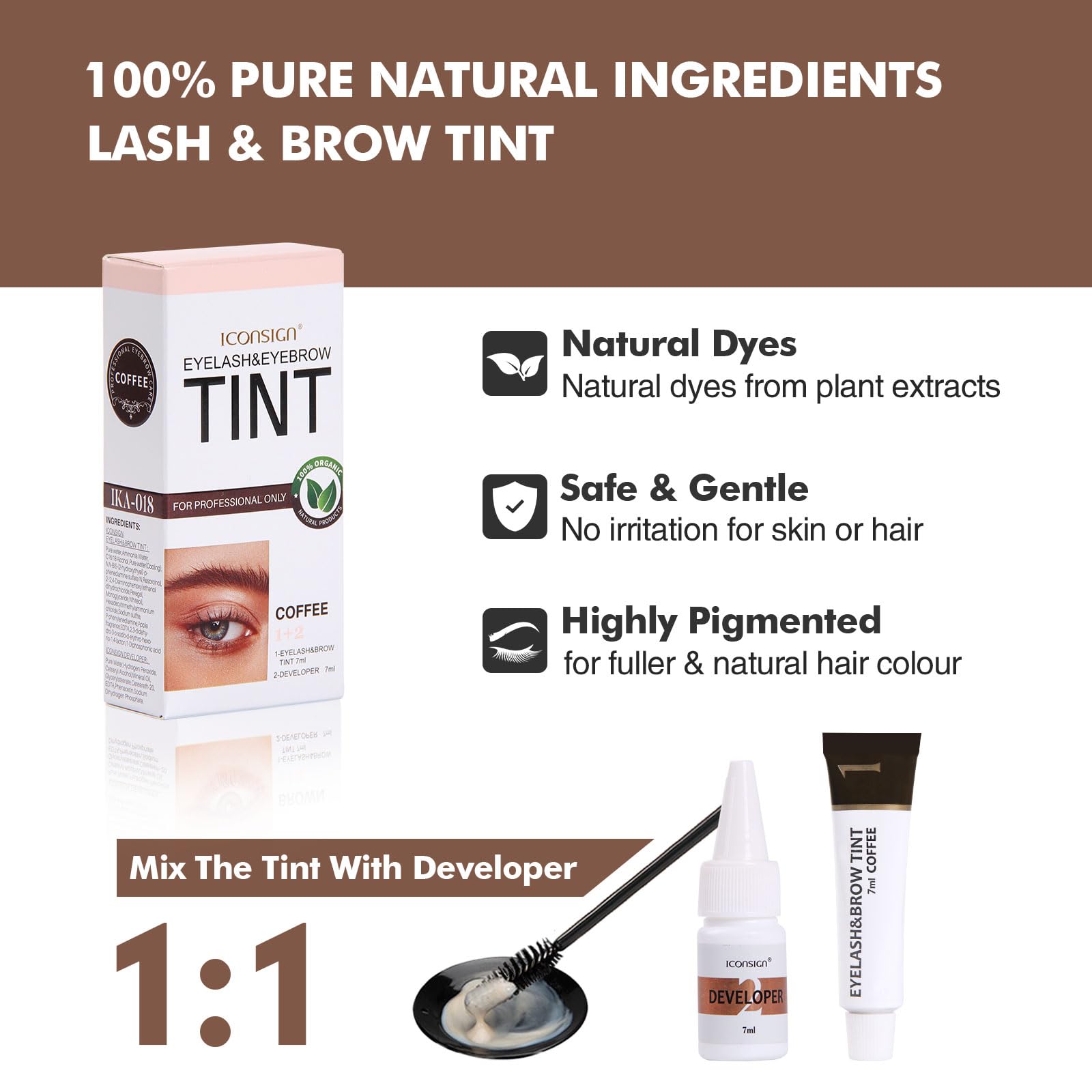 FIAHNG color kit with tools included for easy DIY brow and lash tinting at home.