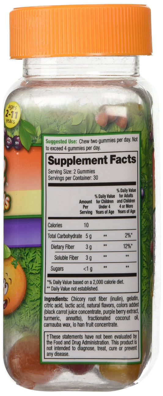 Close-up showing 2 gummies providing 3g of fiber
