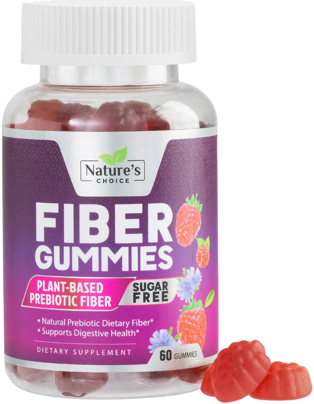 Bottle of Fiber Gummies 4g sugar-free prebiotic gummies