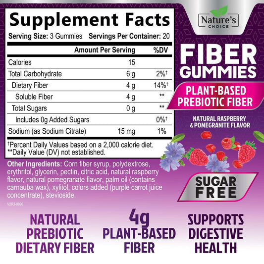 Close-up of berry-flavored fiber gummy