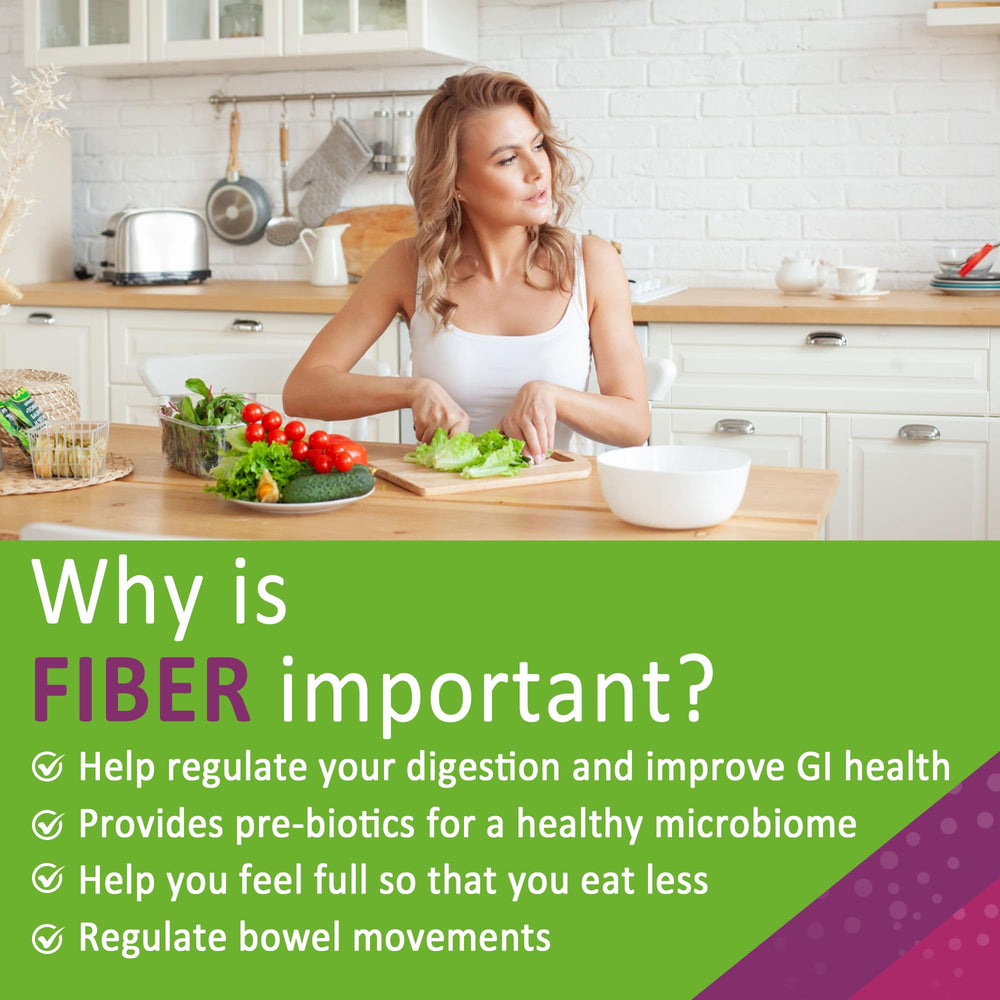 Gummy bottle showing 10g fiber per serving and probiotic label