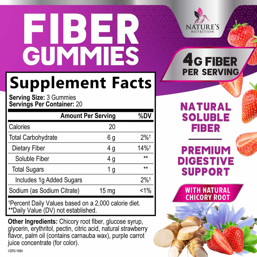 Strawberry-flavored fiber gummy close-up