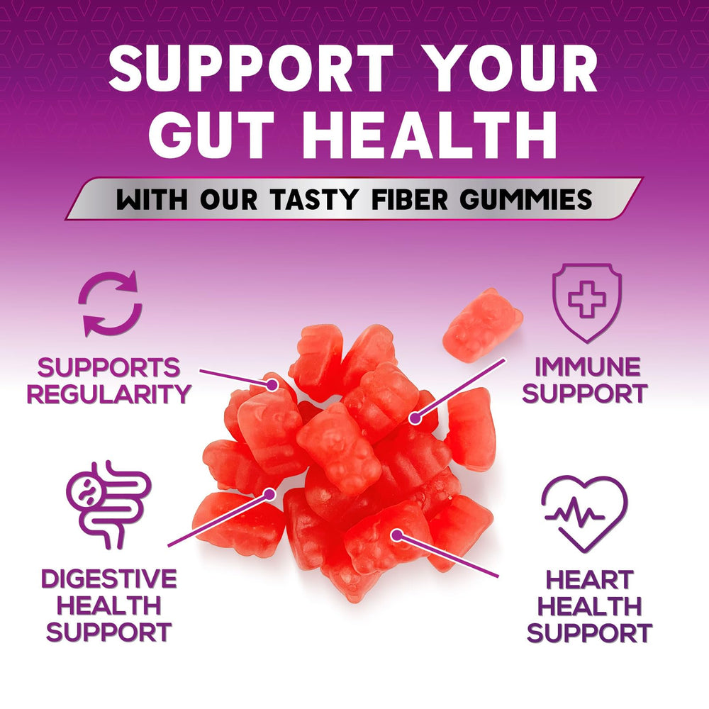 Adult daily fiber gummy chews on a white surface