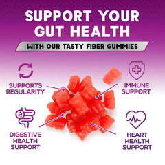 Adult daily fiber gummy chews on a white surface