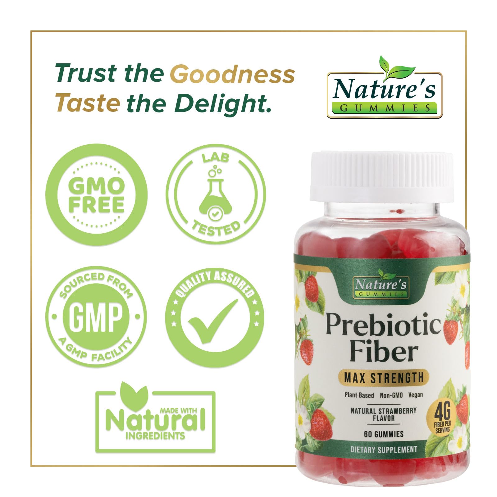 Non-GMO label with fiber gummies