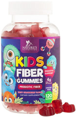 Grocery product label showing fiber gummies for kids with chicory root inulin