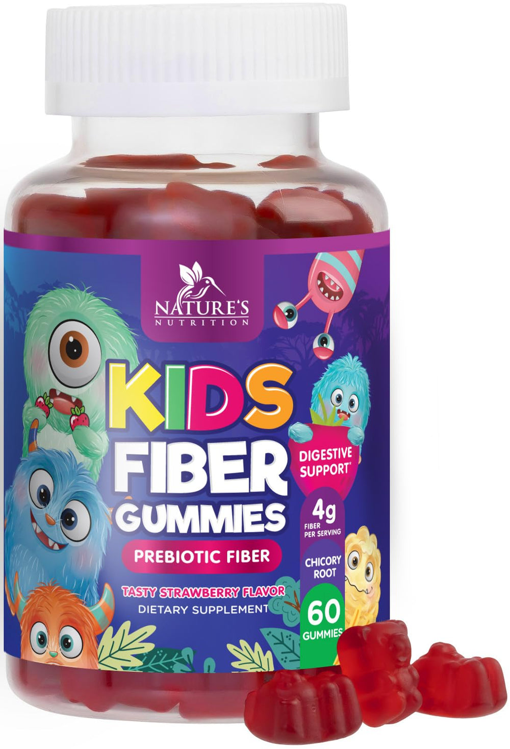 Front view of Fiber Gummies for Kids bottle