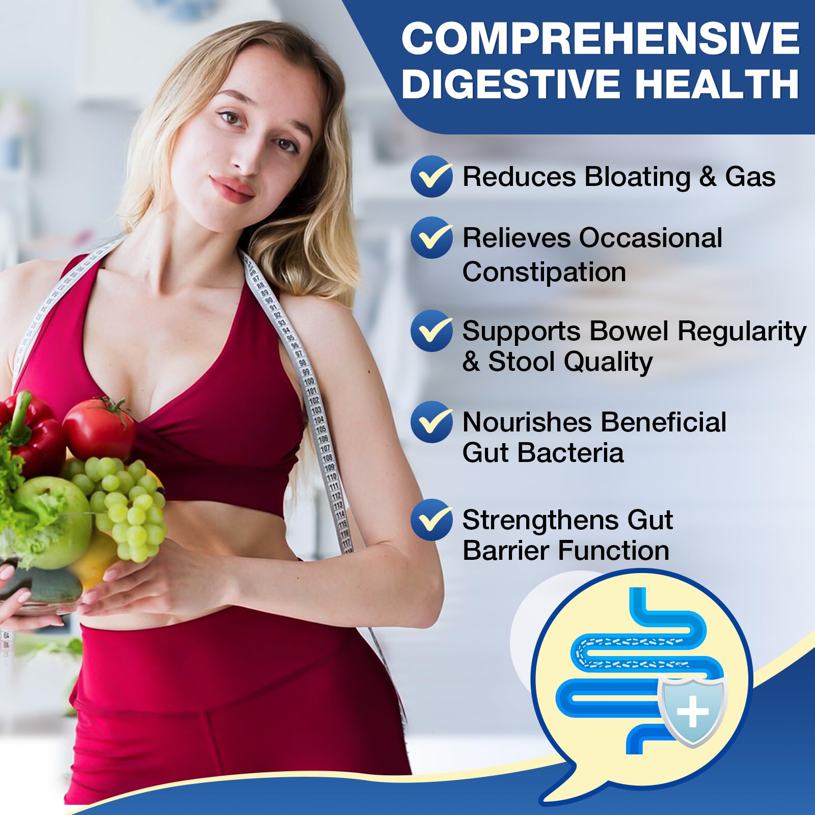 Graphic depicting five natural prebiotic ingredients (FOS, Acacia, Inulin, Baobab, PHGG)