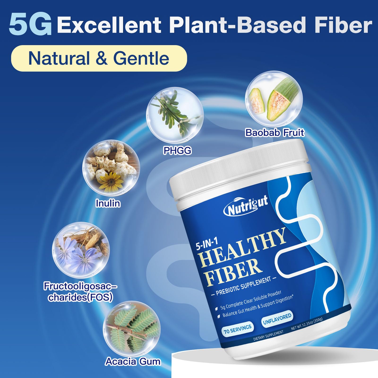 Scoop of 5g soluble fiber powder