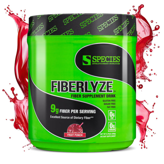Fiberlyze fruit punch psyllium fiber powder tub front label