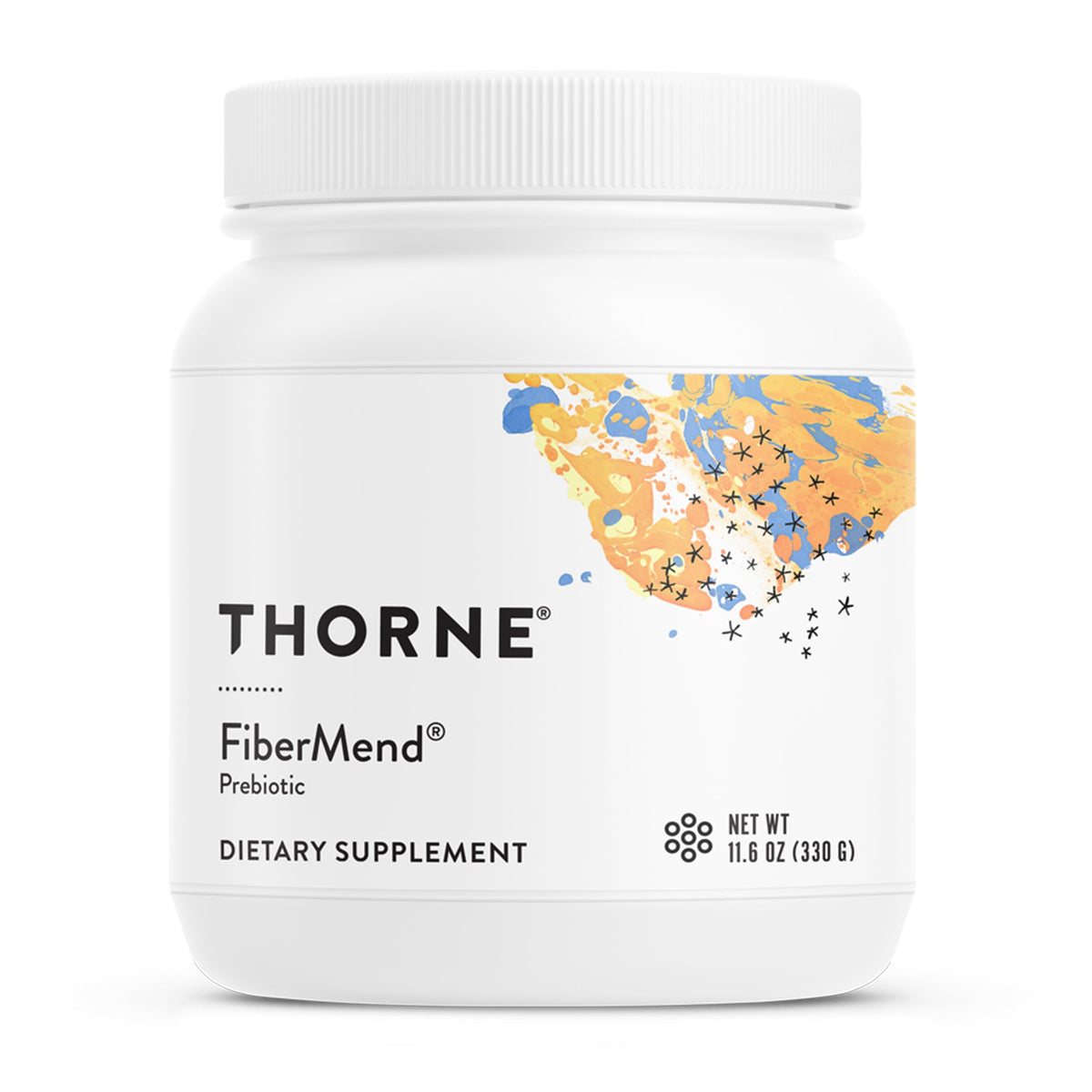THORNE FiberMend tub label - prebiotic fiber powder 11.6 oz