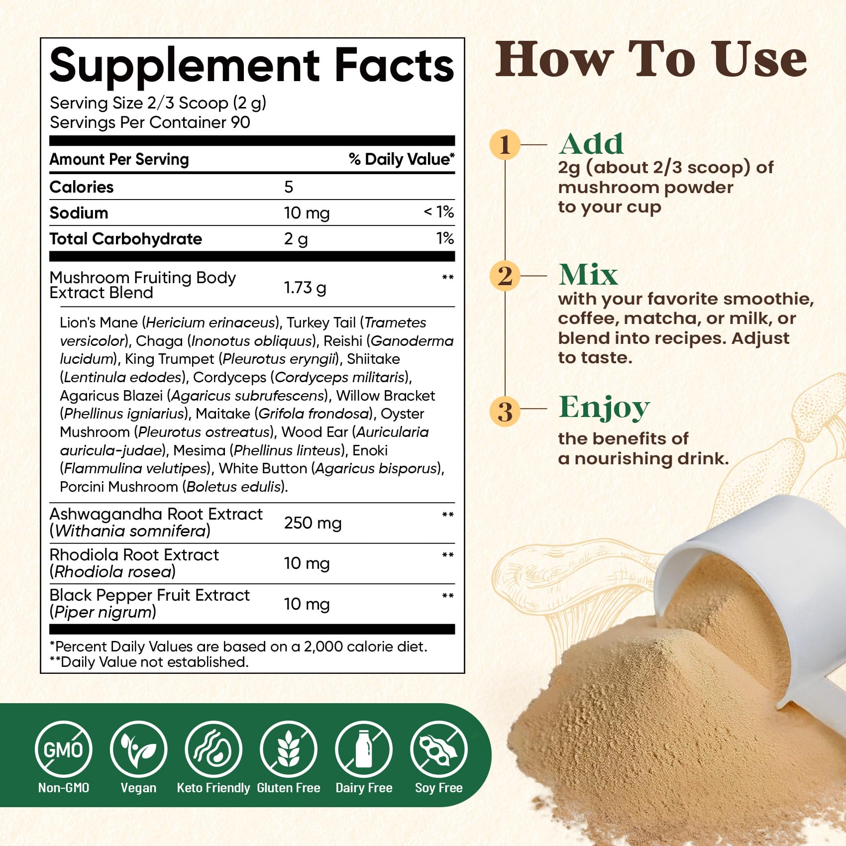 Nutrition facts and serving size on the label