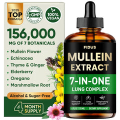 Bottle of Fidus Mullein Drops – 4 oz with herbal ingredients and label