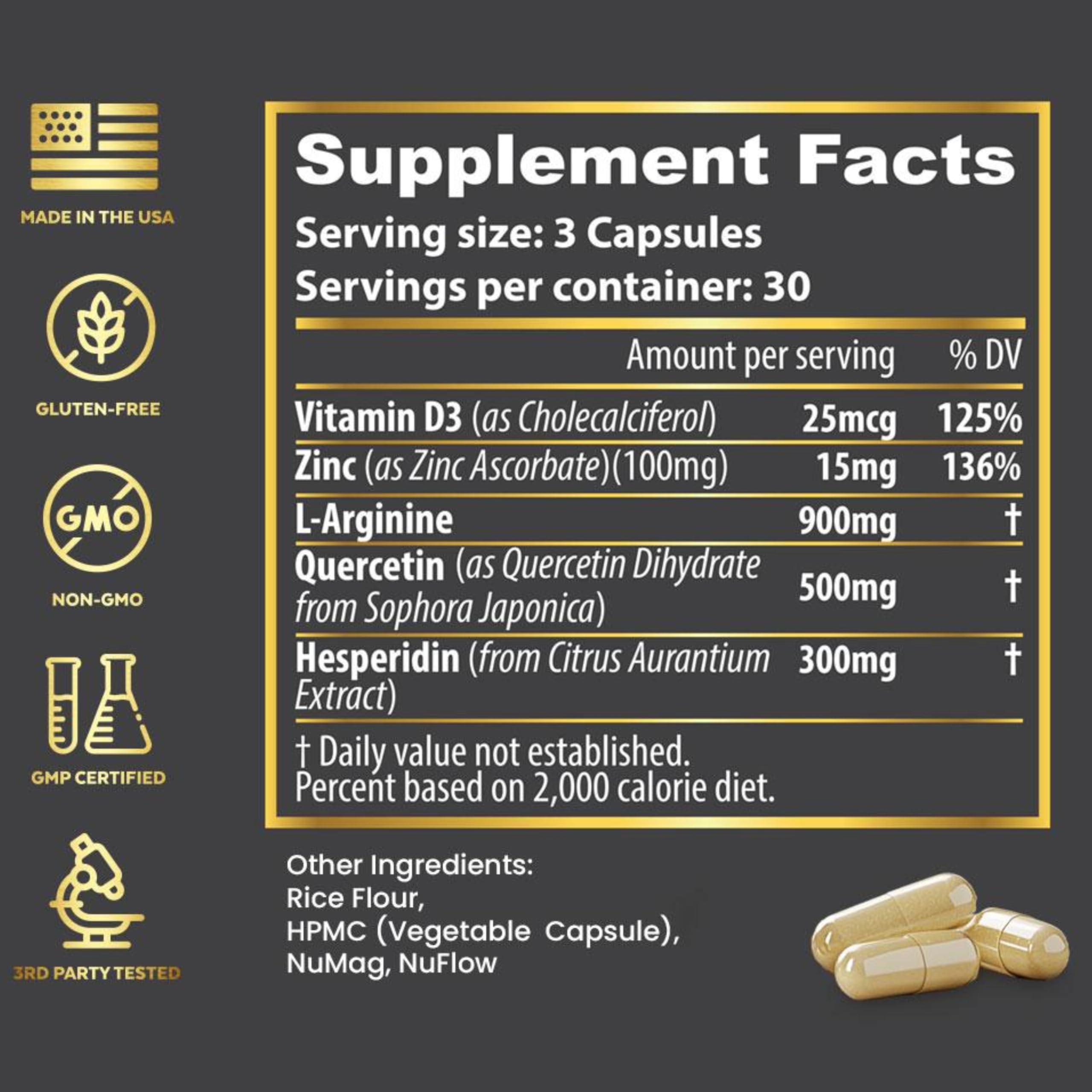 Includes L-Arginine and Hesperidin for energy support