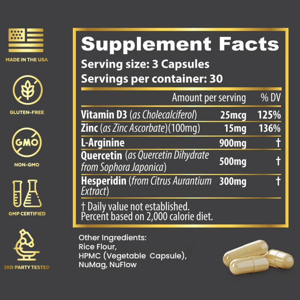 Includes L-Arginine and Hesperidin for energy support