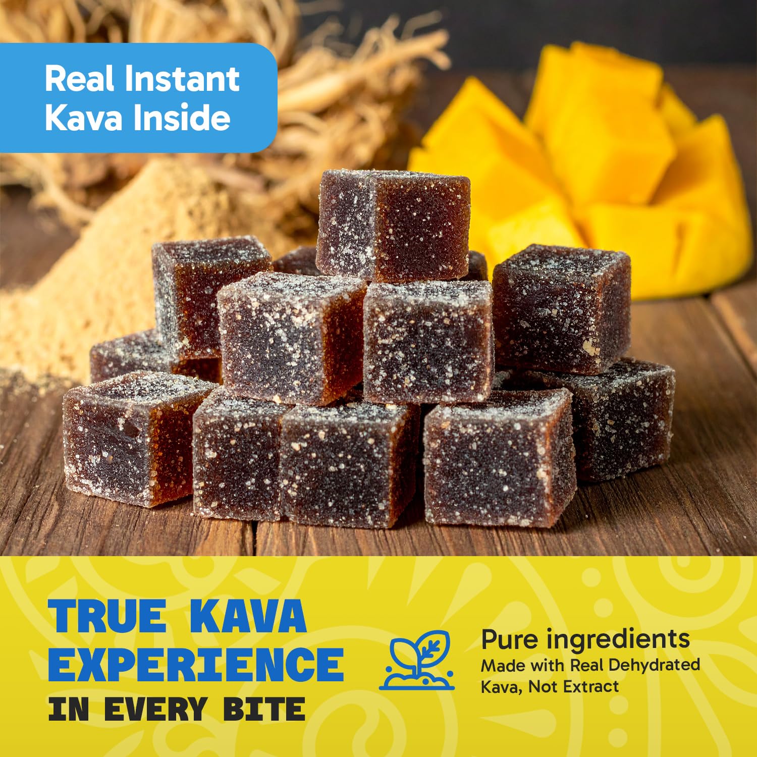 Close-up of Mango flavored Kava Gummies texture
