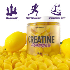 Close-up of gummies showing 5g Creatine Monohydrate per serving