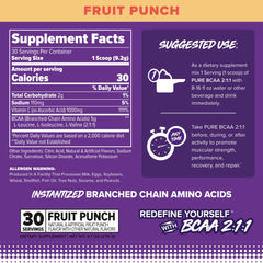 FINAFLEX Pure BCAA 2:1:1 Fruit Punch label with 2:1:1 ratio