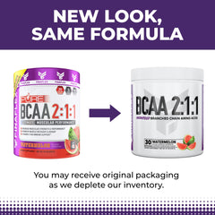 Graphic showing the 2:1:1 BCAA ratio (Leucine, Isoleucine, Valine)