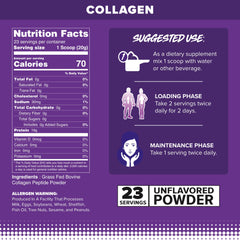 FINAFLEX Pure Collagen Unflavored 1lb package back nutrition label