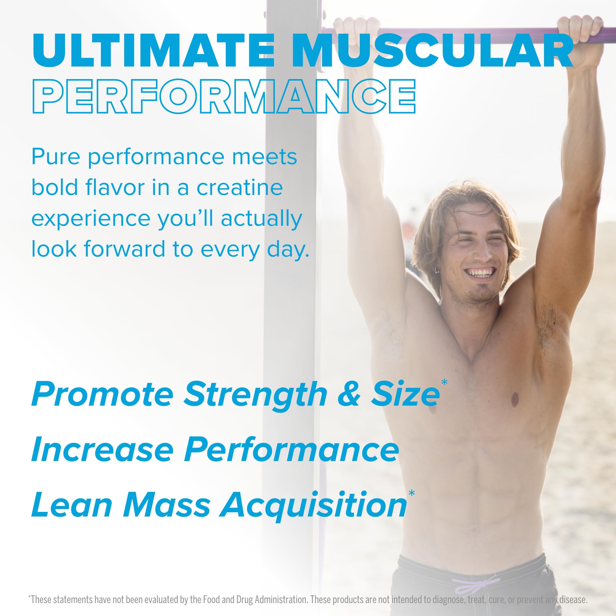 Serving scoop and powder of FINAFLEX Ocean Blue Lemonade Creatine Calypso