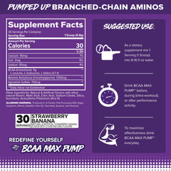 Nutrition facts and serving information for FINAFLEX BCAA MAX Pump