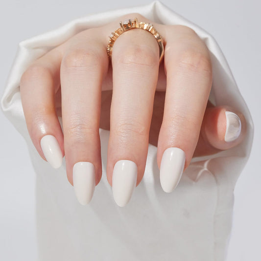 Findigit press on nails short almond cream white box, ready for quick at-home manicures.