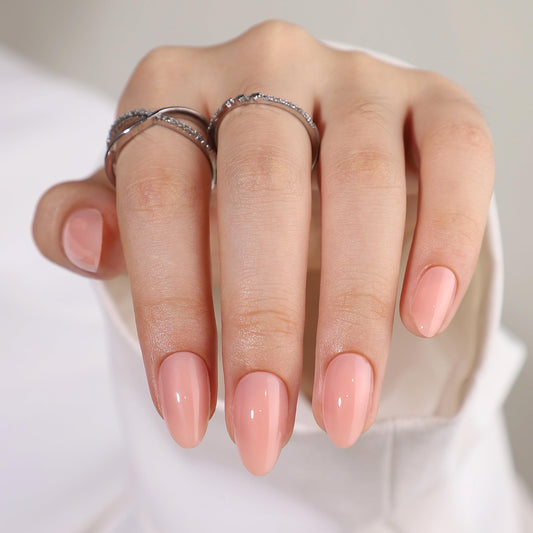 Findigit Short Almond Jelly press-on nails packaging for easy home manicure