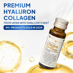 Close-up of product bottle label featuring Swallow’s Nest and Hyaluronic Acid