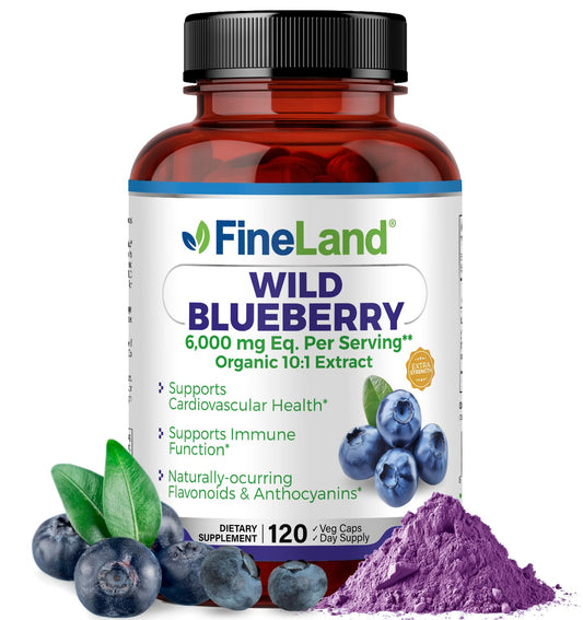 FineLand Wild Blueberry 10:1 Extract bottle with 120 vegan capsules