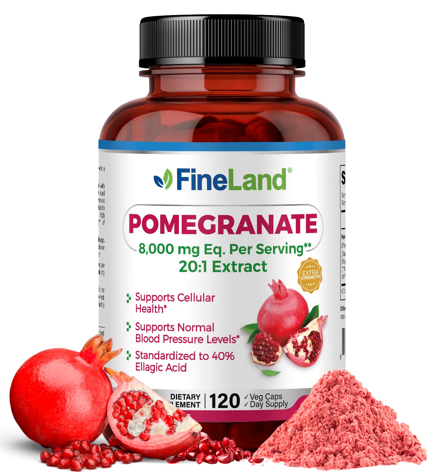 FineLand Pomegranate Extract bottle showing 8,000 mg per serving