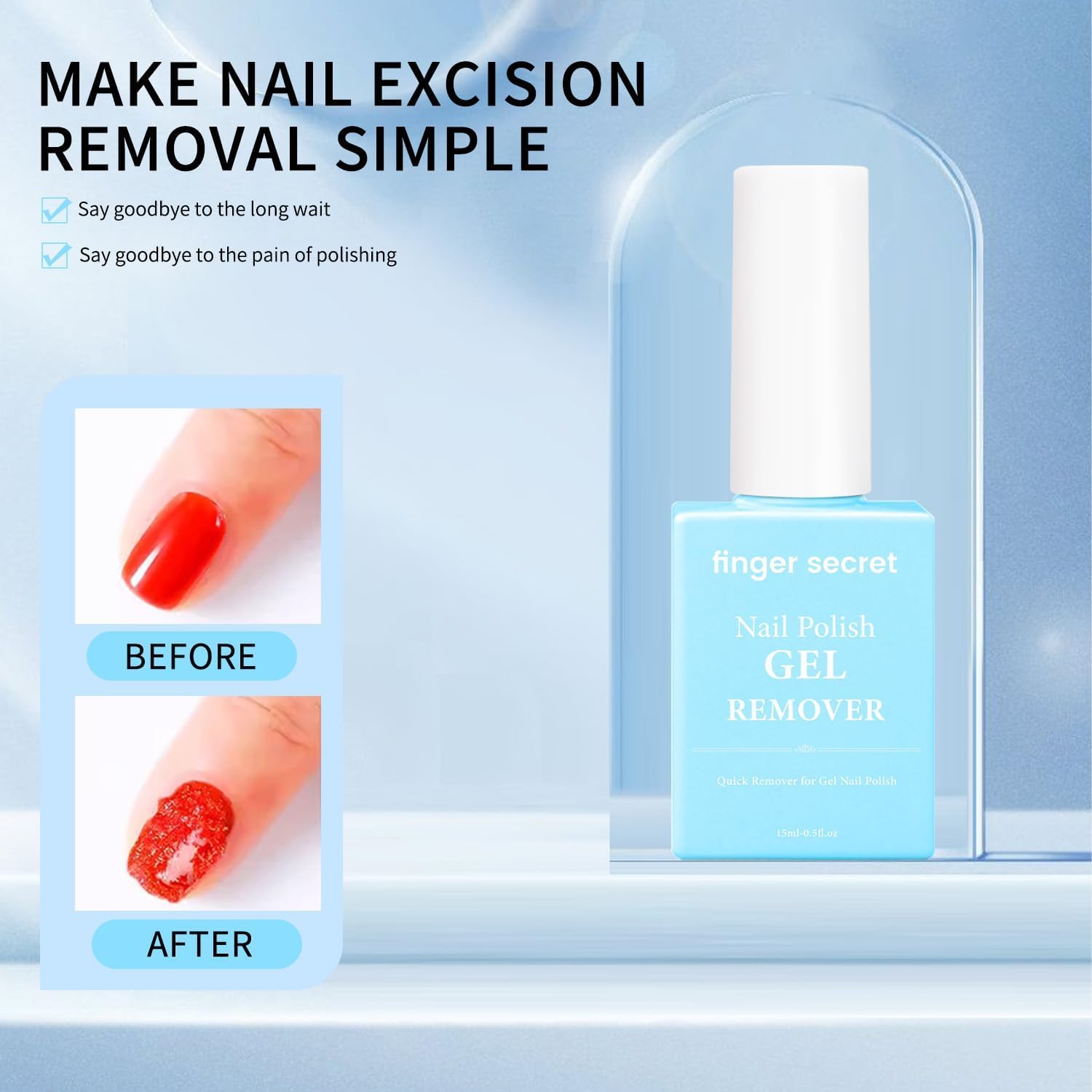 Finger Secret Gel Remover Kit packaging for easy at-home nail care.