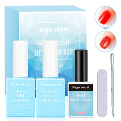Finger Secret latex tape guard protecting cuticles during removal.