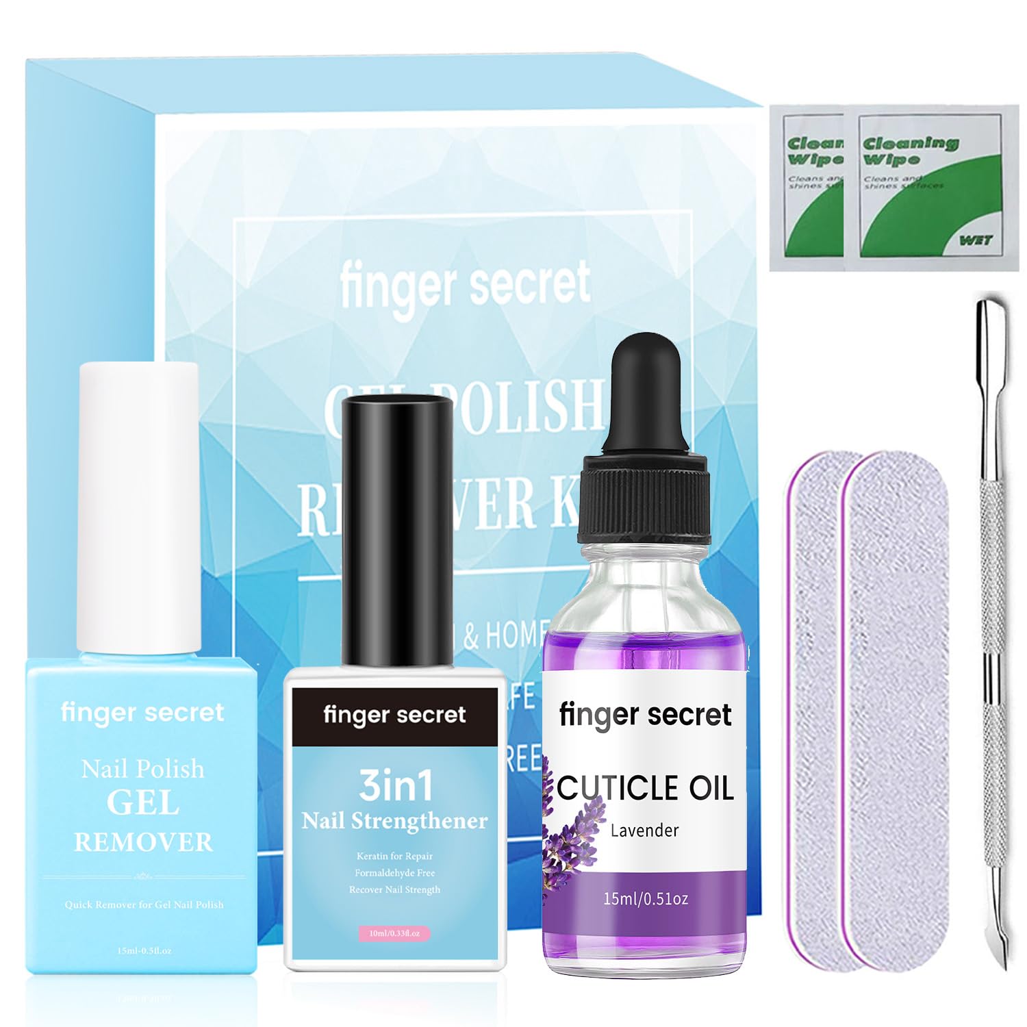 Finger Secret Gel Remover Kit for fast, gentle nail gel removal.