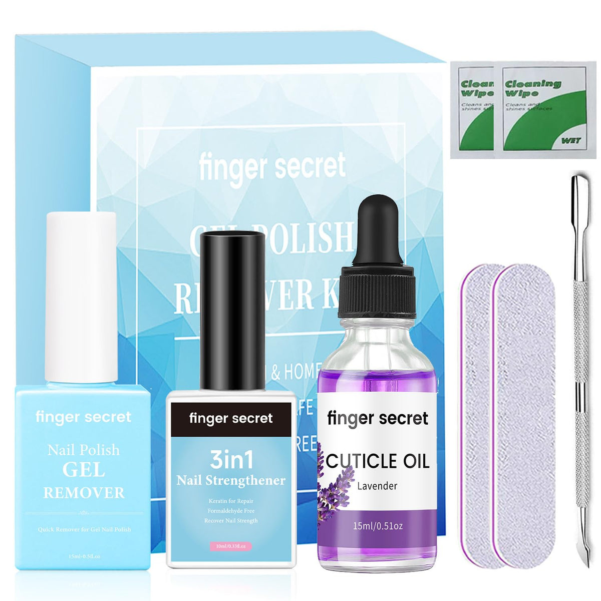 Finger Secret Gel Remover Kit for fast, gentle nail gel removal.