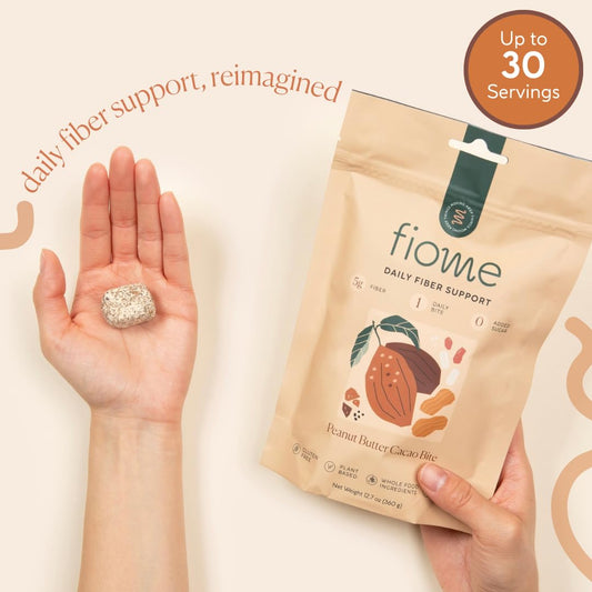 Close-up of Fiome 5g fiber bite showing serving size
