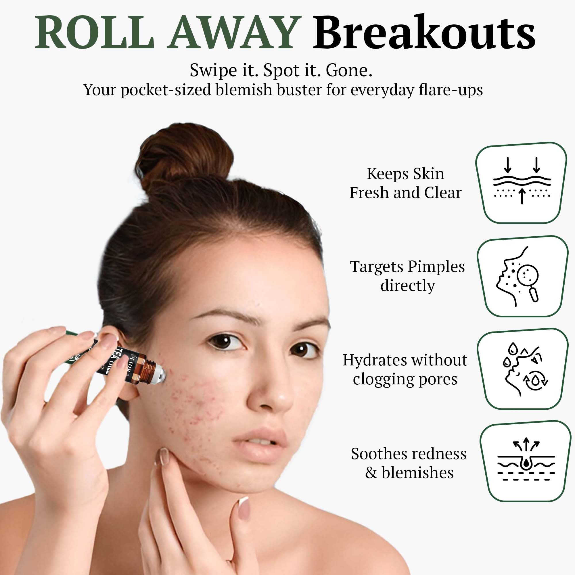 Front packaging of Fiora Naturals Tea Tree Oil Roll-On