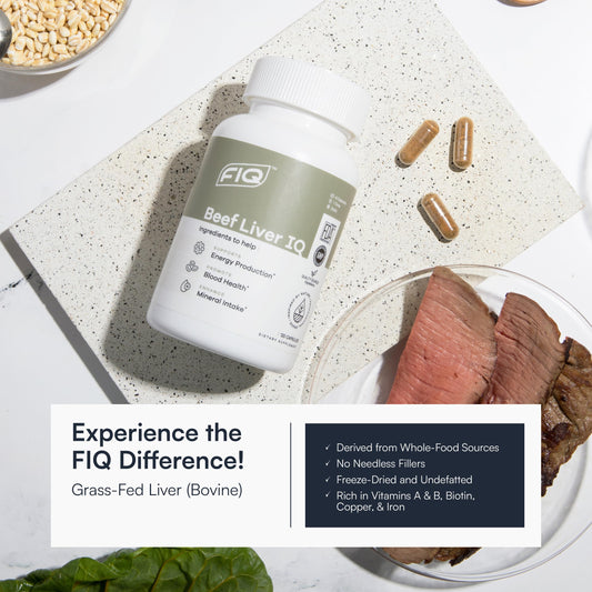 Close-up of Beef Liver IQ bottle
