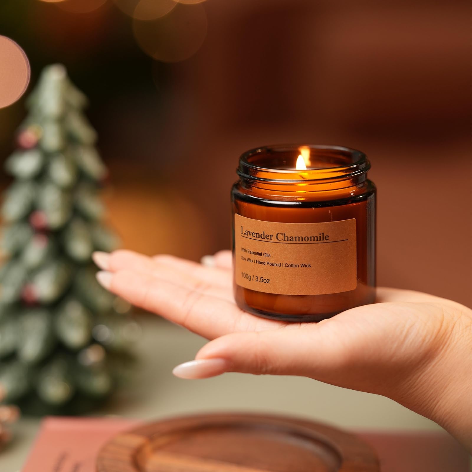 Fir Balsam scented candle in amber jar